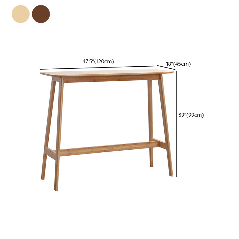 Modern Bamboo Rectangle Pub Table with Trestle for Living Room