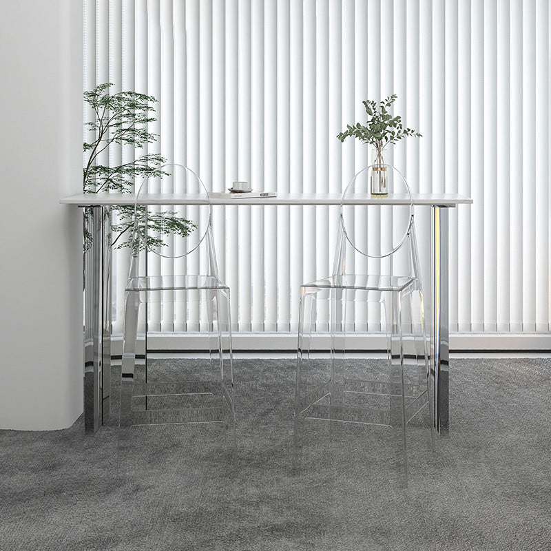 Contemporary Sintered Stone Acrylic Base Bar Table for Kitchen Dining Room