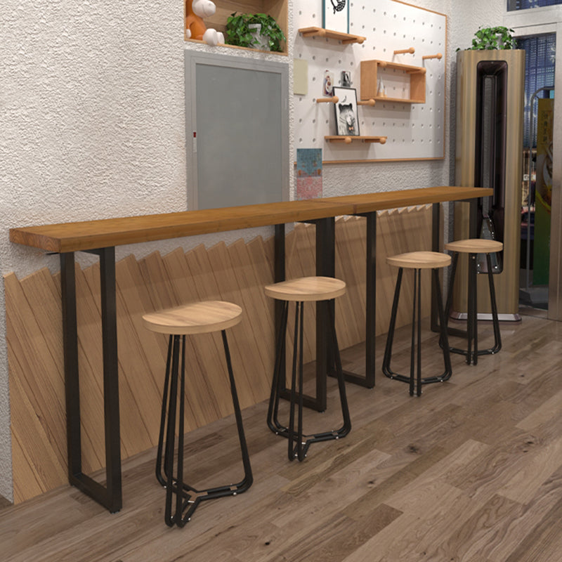 Solid Wood Rectangle Bistro Table with Metal Frame for Living Room