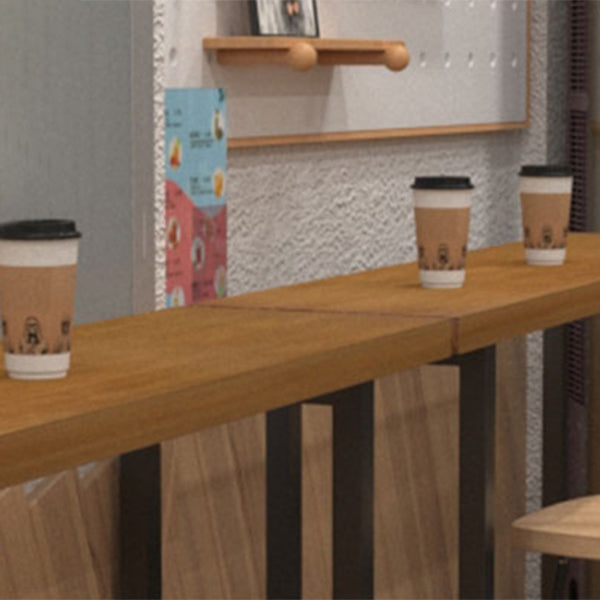 Solid Wood Rectangle Bistro Table with Metal Frame for Living Room