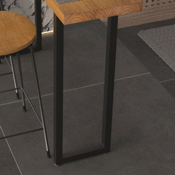 Solid Wood Rectangle Bistro Table with Metal Frame for Living Room