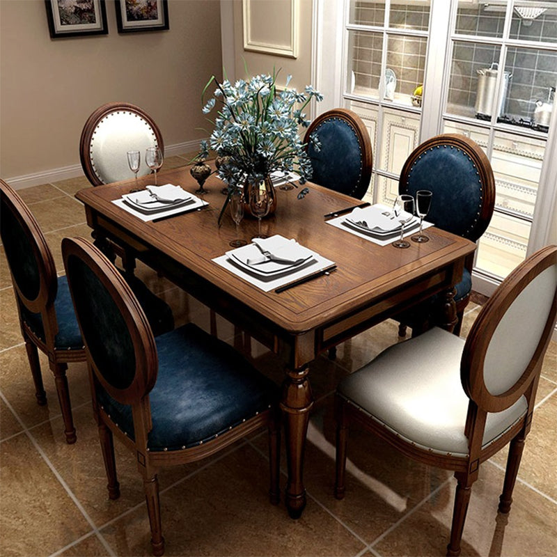 Rustic Style Solid Wood Set of 5 Dinette Table with Upholstered Chair
