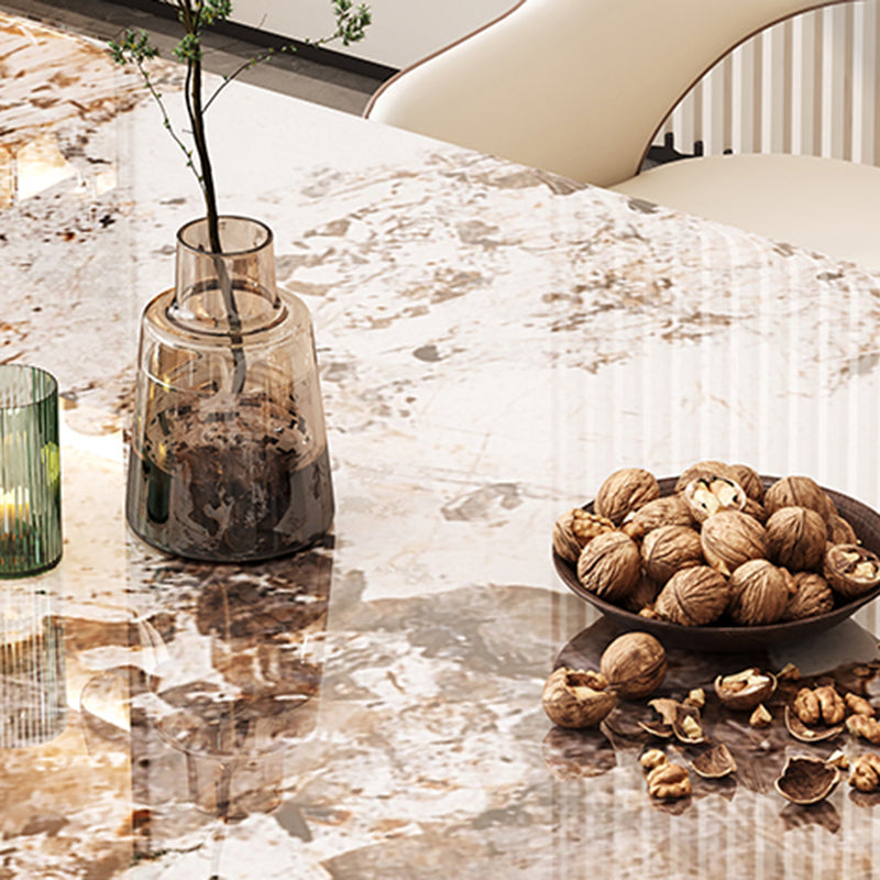 1/5/7/9 Pieces Modern Rectangle Sintered Stone Double Pedestal Dining Set for Home