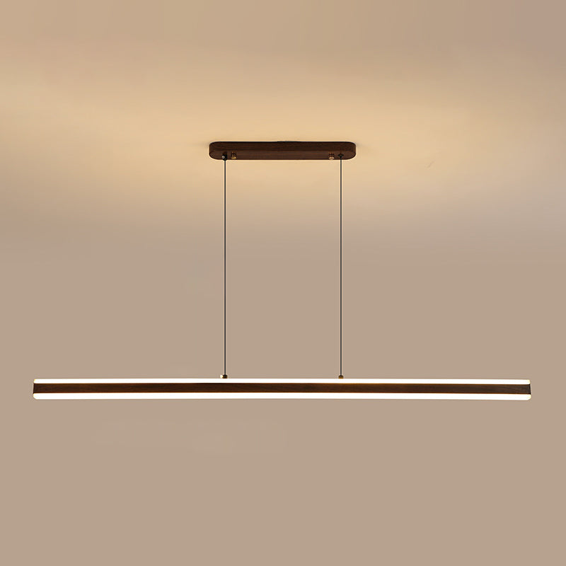 Single Modernism Style Beige/Brown LED Statement Linear Kitchen Island Light