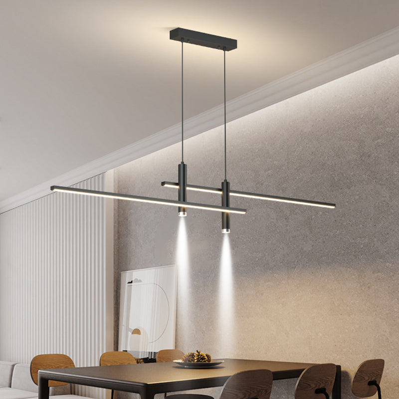 3 Lights Metal Linear Modern Hanging Island Lights for Dining Room