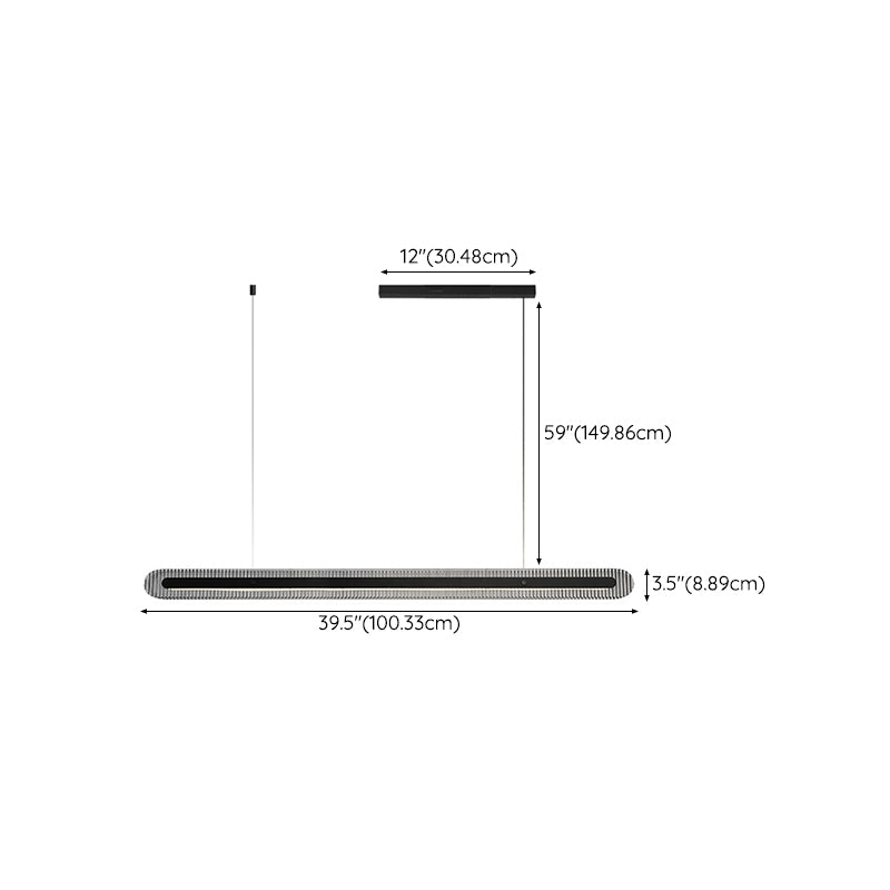 Single Modernism Style Black LED Statement Linear Kitchen Island Light
