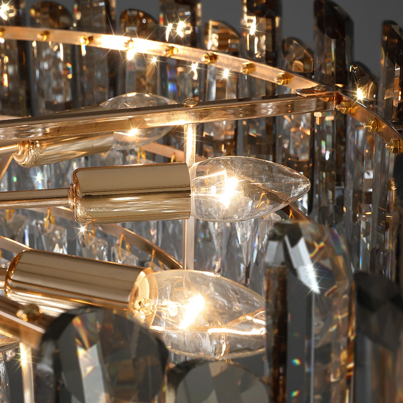 Contemporary Metal Geometric Shape Pendant Light with Crystal Shade for Living Room