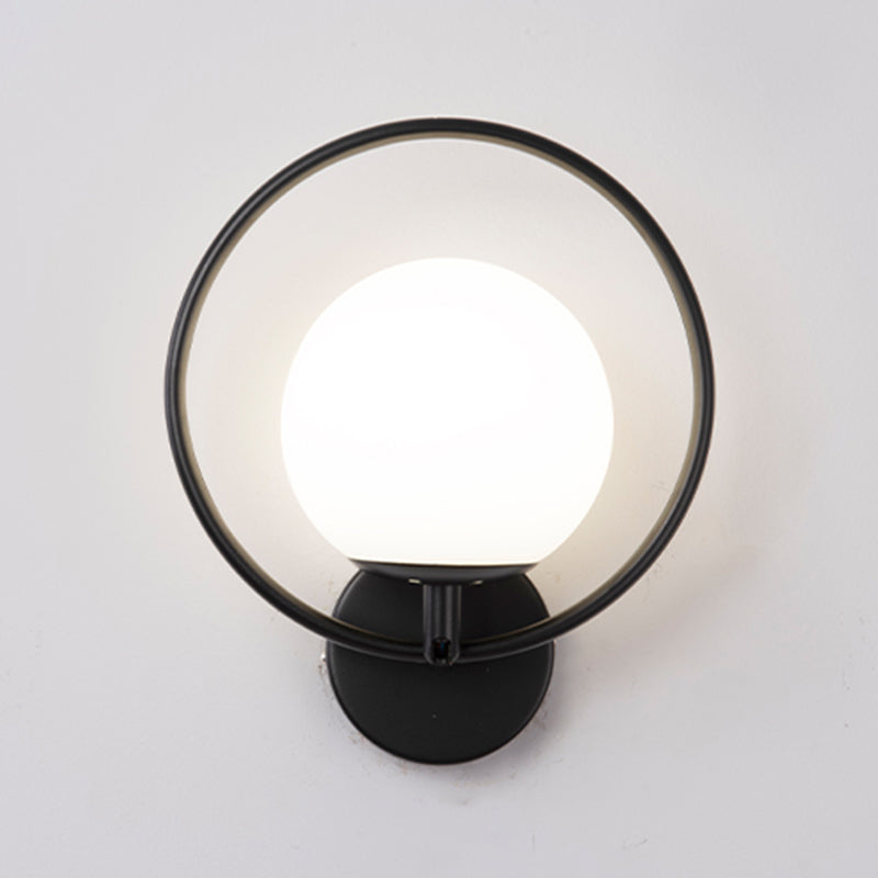 Modern Style Wall Mount Lamp 1-Light Spherical with Glass Shade for Bedroom