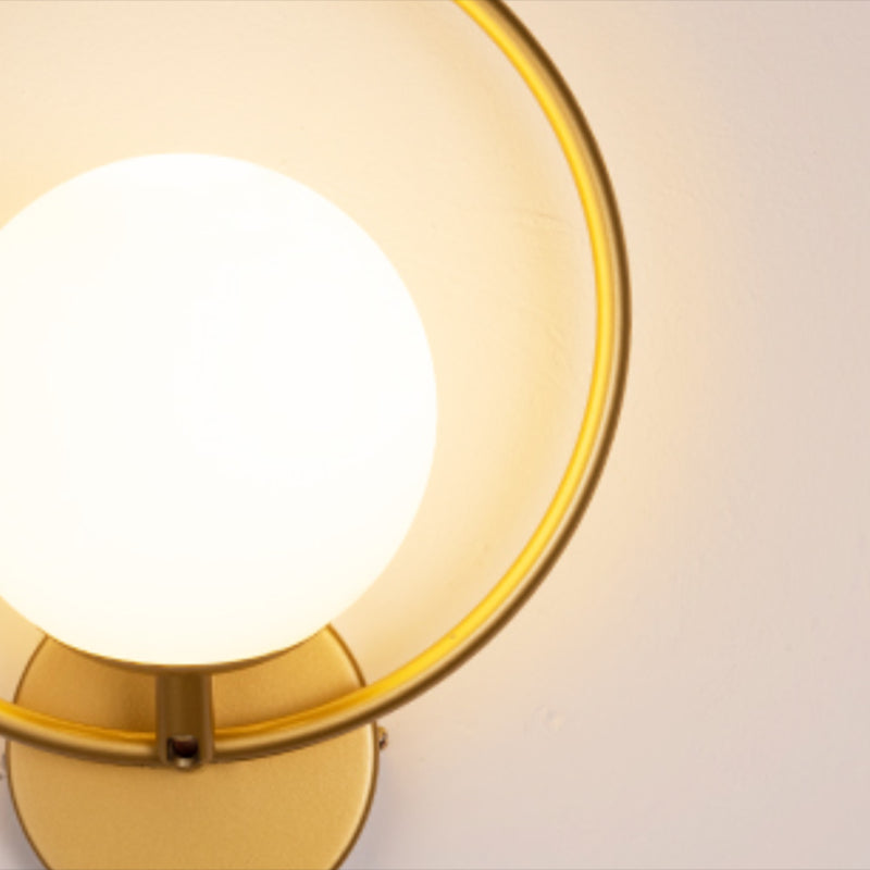 Modern Style Wall Mount Lamp 1-Light Spherical with Glass Shade for Bedroom