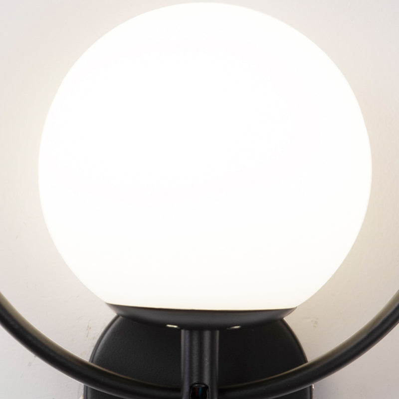 Modern Style Wall Mount Lamp 1-Light Spherical with Glass Shade for Bedroom