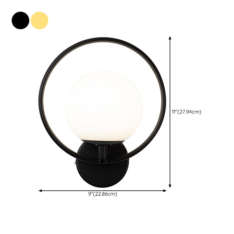 Modern Style Wall Mount Lamp 1-Light Spherical with Glass Shade for Bedroom