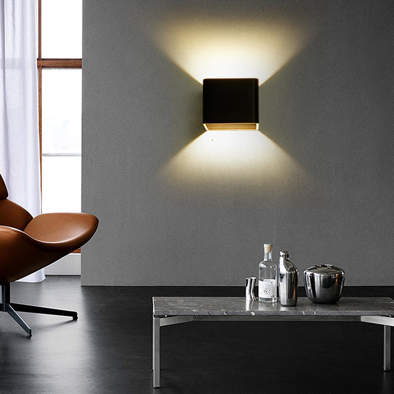 Square Wall Light Fixture Modern Metal 1 Light in Black/White