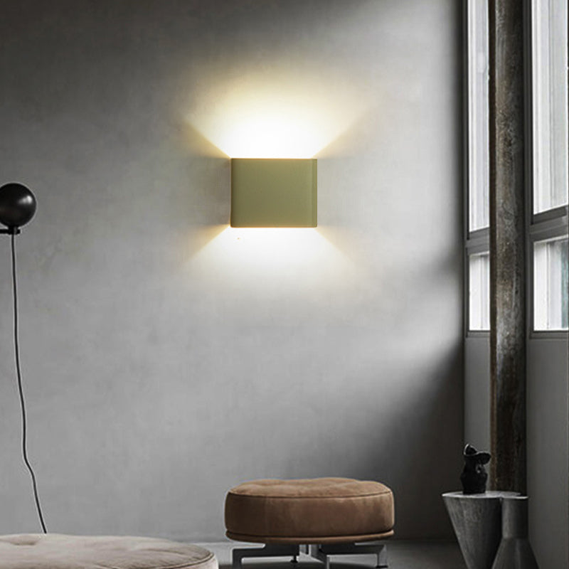 Square Wall Light Fixture Modern Metal 1 Light in Black/White