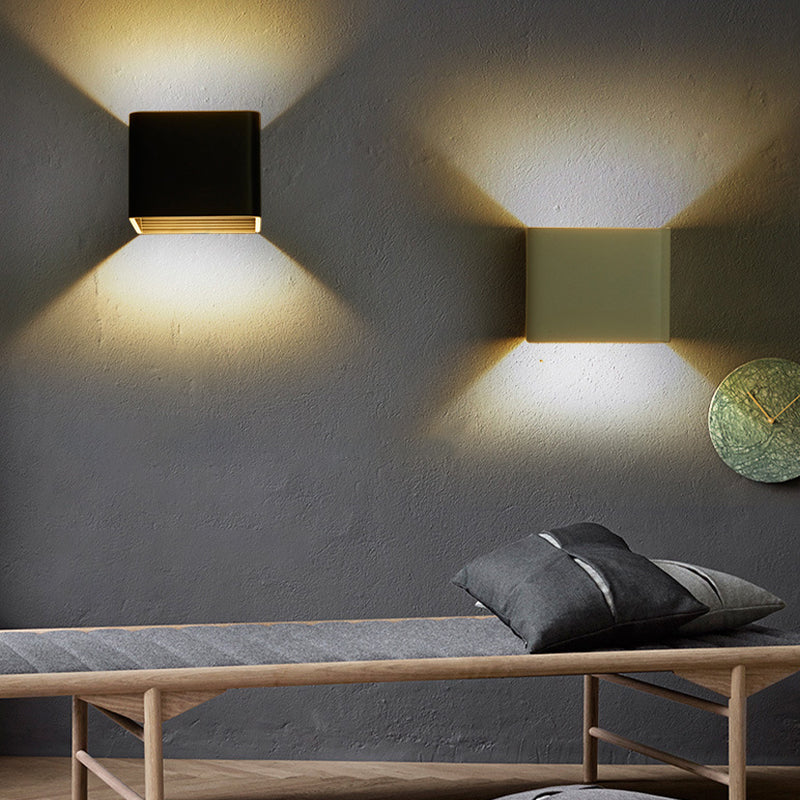 Square Wall Light Fixture Modern Metal 1 Light in Black/White