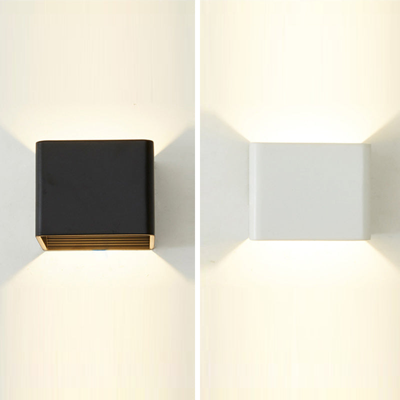 Square Wall Light Fixture Modern Metal 1 Light in Black/White
