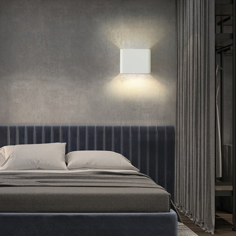 Square Wall Light Fixture Modern Metal 1 Light in Black/White