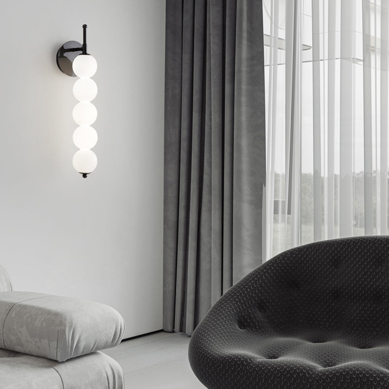 Contemporary Metal Ball Shape Wall Sconce with Glass Shade for Living Room