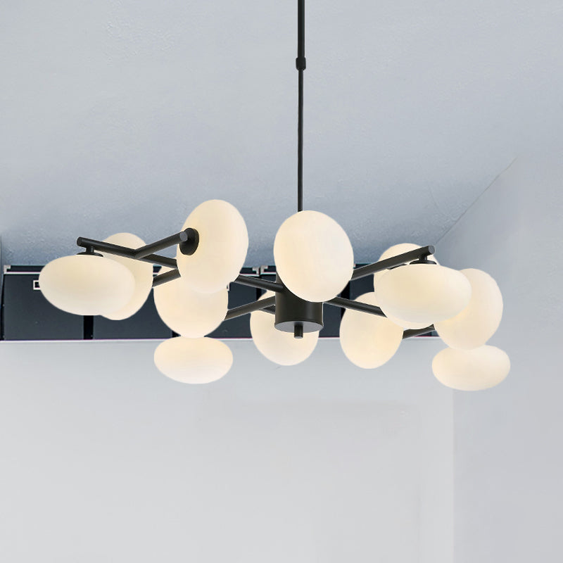 8/12 luci lampadario soggiorno con design ovale in vetro in vetro oro/kit lampada a led a led nero