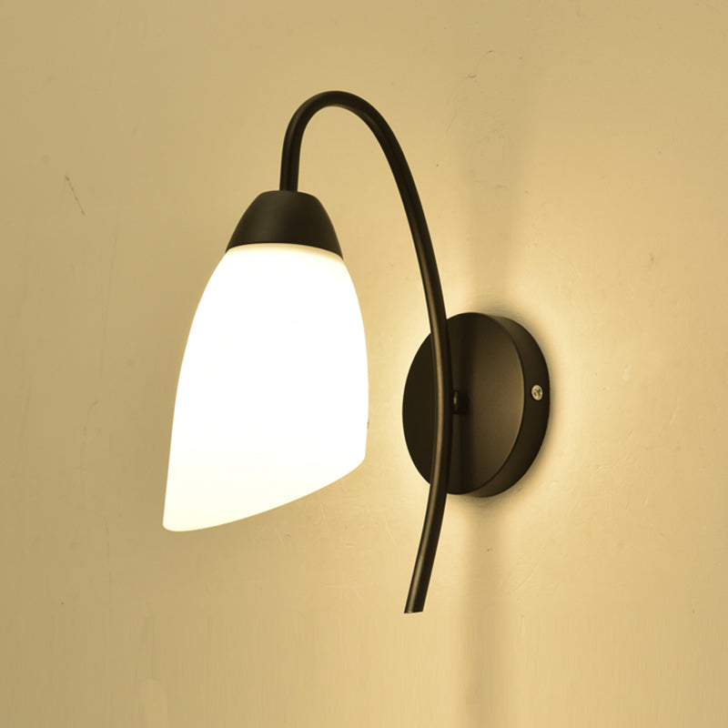 Industrial Black Wall Light Fixture with Glass Shade for Sitting Room