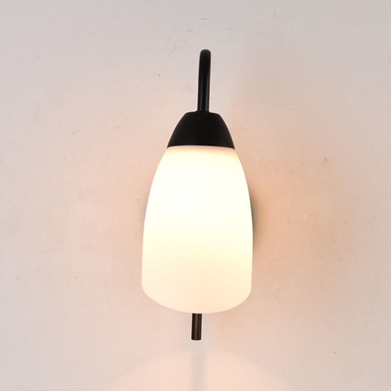 Industrial Black Wall Light Fixture with Glass Shade for Sitting Room