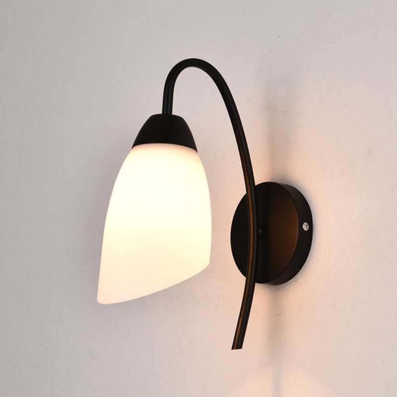 Industrial Black Wall Light Fixture with Glass Shade for Sitting Room