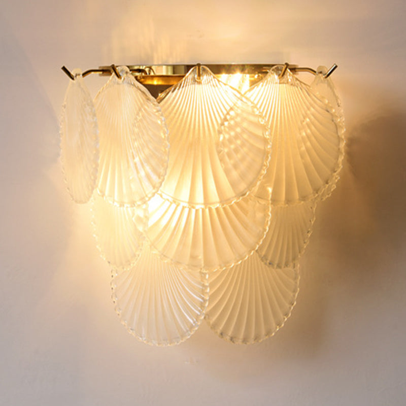 Postmodern Golden Wall Light Fixture with Glass Shade for Sitting Room