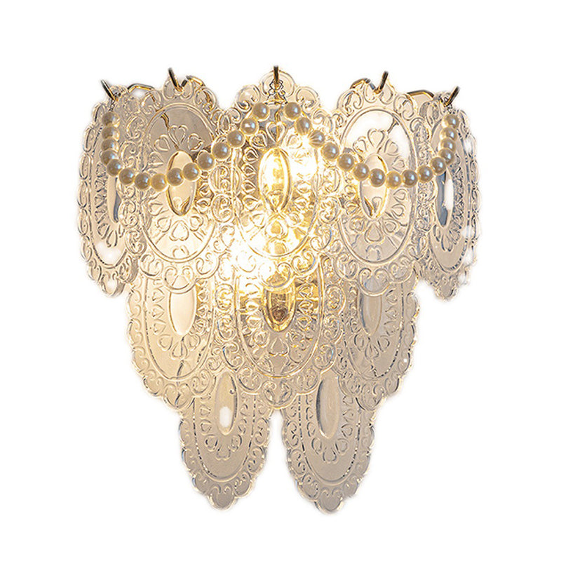 Postmodern Golden Wall Light Fixture with Glass Shade for Sitting Room