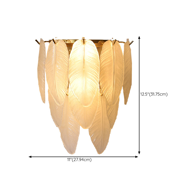 Postmodern Golden Wall Light Fixture with Glass Shade for Sitting Room