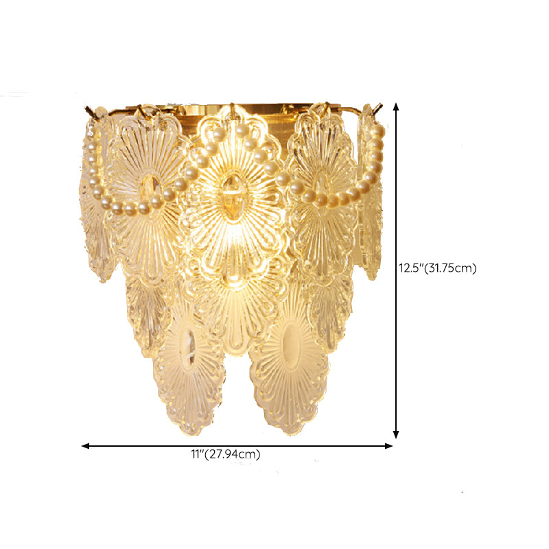 Postmodern Golden Wall Light Fixture with Glass Shade for Sitting Room