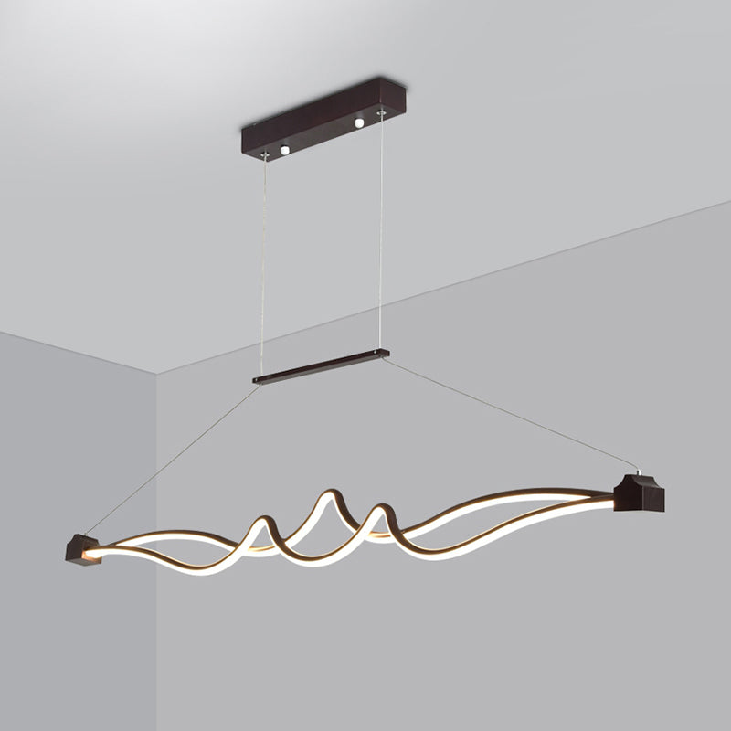 1 Light LED Office Chandelier with Symmetrical Acrylic Shade Brown Ceiling Pendant over Table in Warm/White/Natural Light