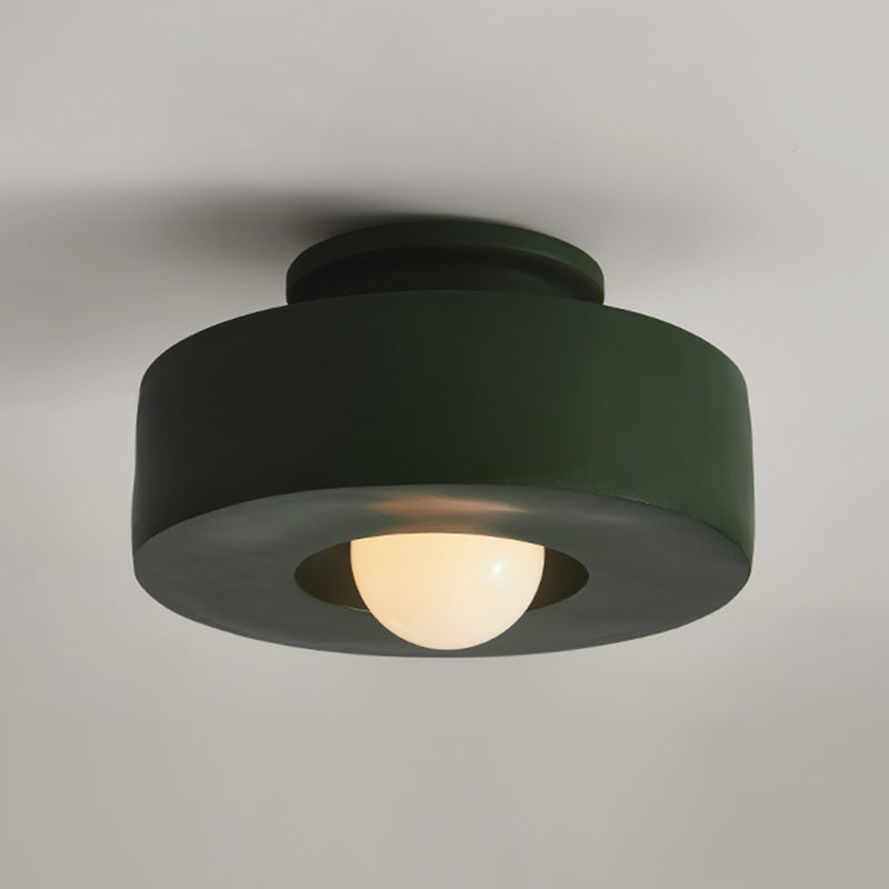 LED Modern Ceiling Flush in Black / Green / Red Drum 1 - Light Ceiling Mount