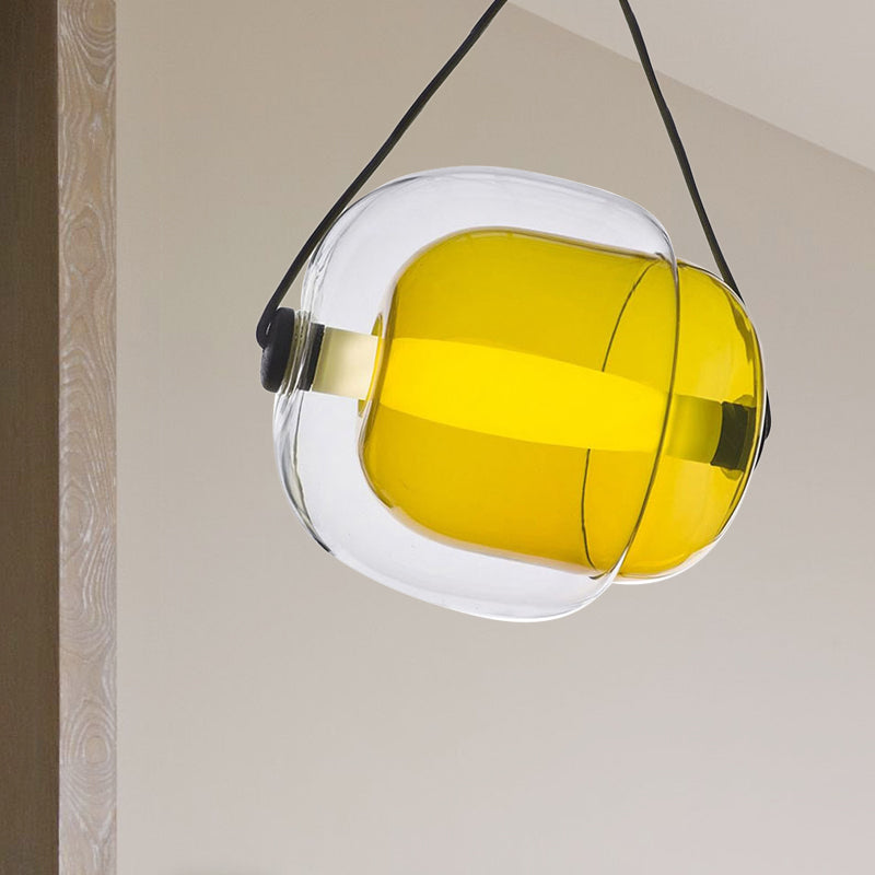 Luz de colgante en forma de caramelo lámpara de techo colgante LED moderno 1 en gris/amarillo/púrpura con cordón