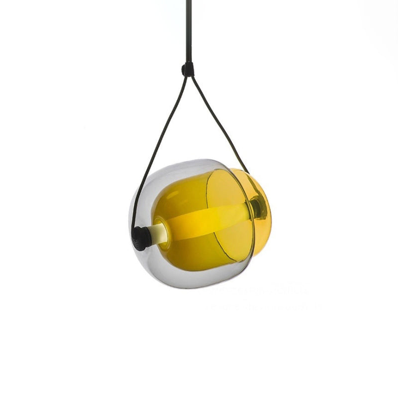Luz de colgante en forma de caramelo lámpara de techo colgante LED moderno 1 en gris/amarillo/púrpura con cordón