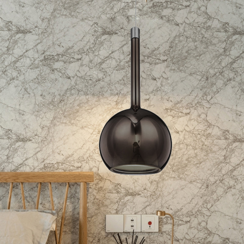 Colgante de suspensión esférica de vidrio de oro ahumado/ámbar/rosa contemporáneo 1 claro/níquel/cromo led colgante lámpara de luz