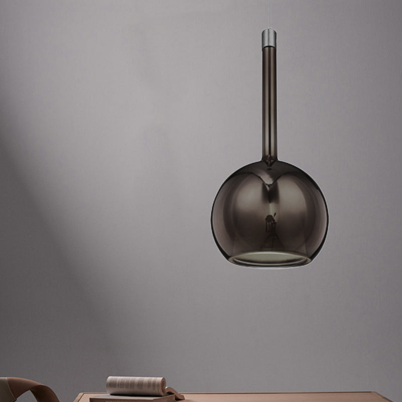 Colgante de suspensión esférica de vidrio de oro ahumado/ámbar/rosa contemporáneo 1 claro/níquel/cromo led colgante lámpara de luz