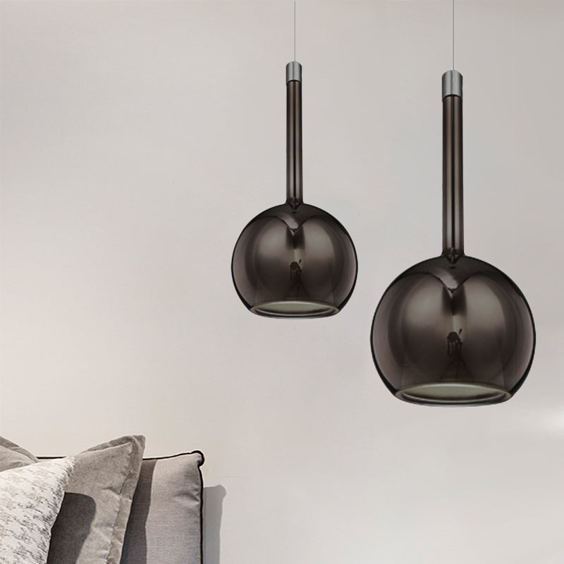 Colgante de suspensión esférica de vidrio de oro ahumado/ámbar/rosa contemporáneo 1 claro/níquel/cromo led colgante lámpara de luz