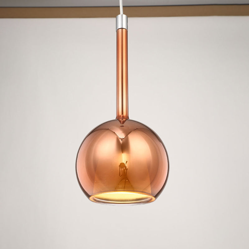 Colgante de suspensión esférica de vidrio de oro ahumado/ámbar/rosa contemporáneo 1 claro/níquel/cromo led colgante lámpara de luz