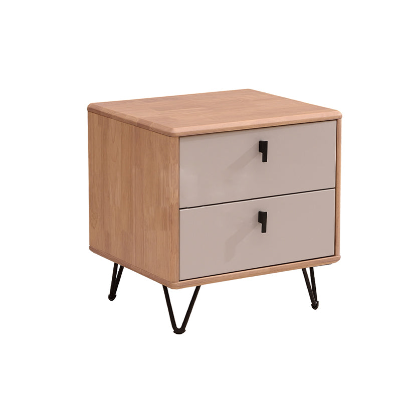 Rubber Wood Drawers Included Accent Table Nightstand Traditional with Legs