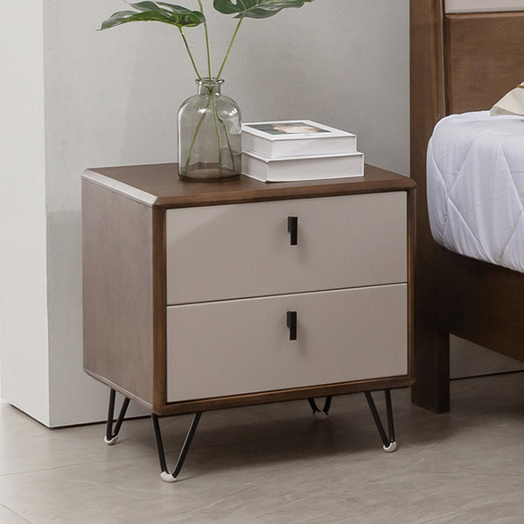 Rubber Wood Drawers Included Accent Table Nightstand Traditional with Legs