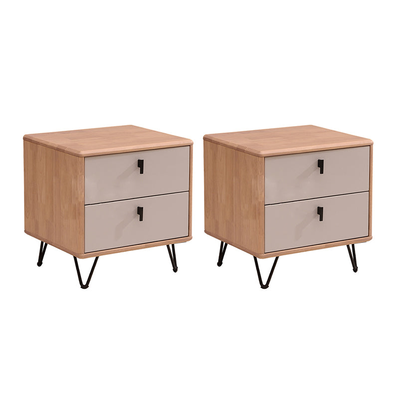 Rubber Wood Drawers Included Accent Table Nightstand Traditional with Legs