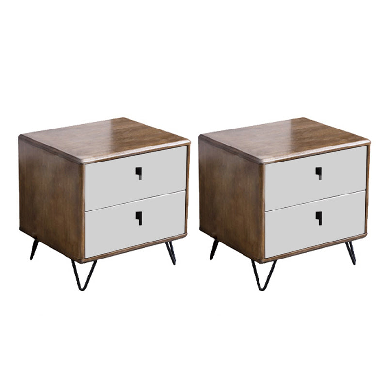 Rubber Wood Drawers Included Accent Table Nightstand Traditional with Legs