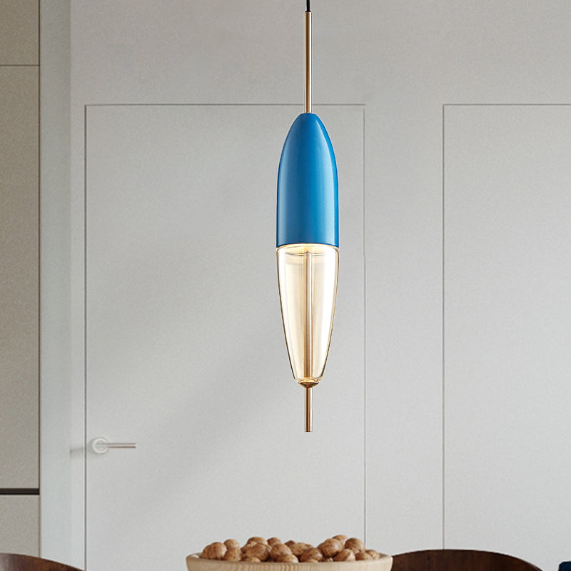 Elipsoidal/cono/Long Cónselo Lucina colgante de vidrio transparente LED Posmodernista Gold/Blue Hanging Light Kit en luz blanca/cálida