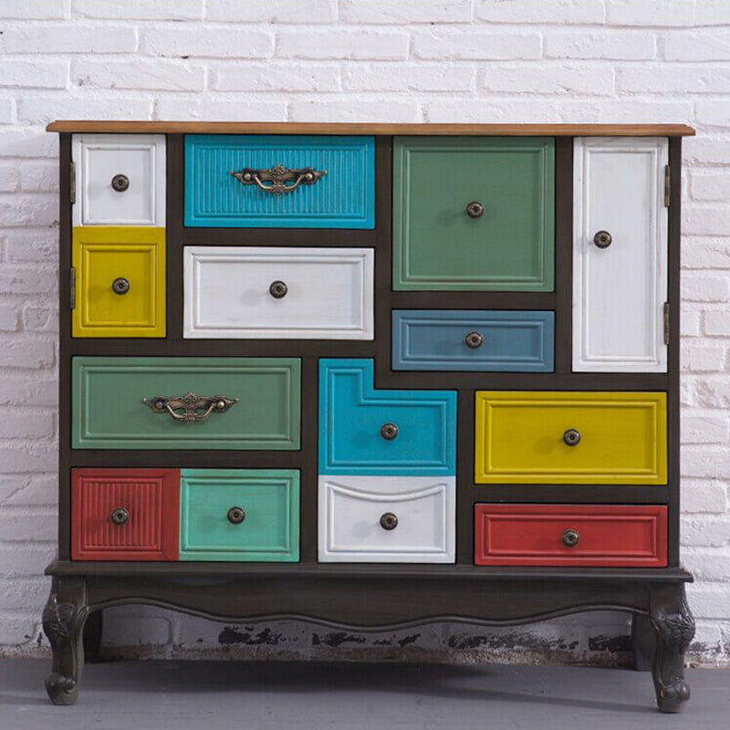 Solid Wood Storage Chest Coastal Storage Chest Dresser with 9 Drawers