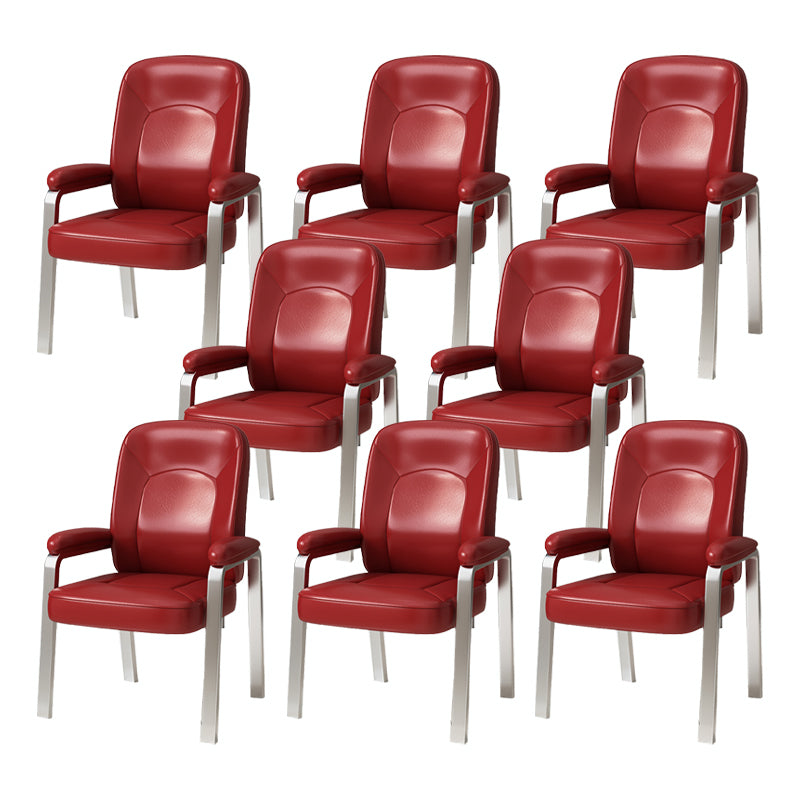 Modern Office Chair No Wheels Leather Desk Chair for Meeting Room