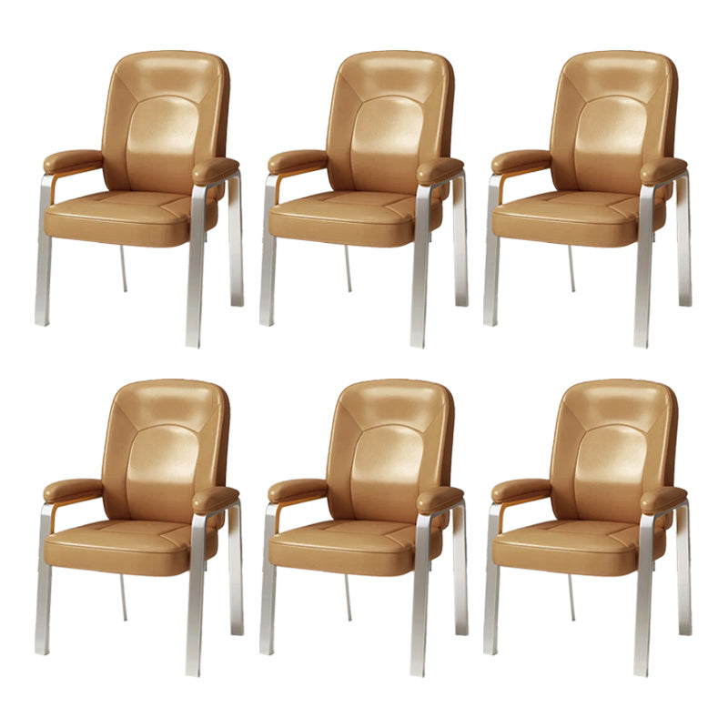 Modern Office Chair No Wheels Leather Desk Chair for Meeting Room
