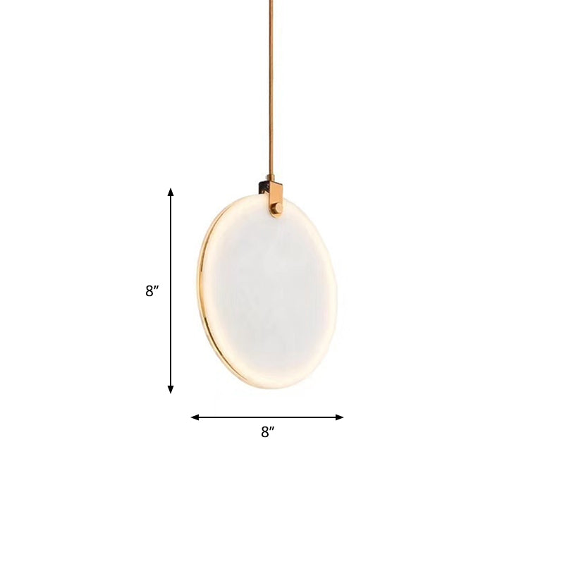 8"/10"/12" Wide White Glass Round Pendant Lamp Post-Modern Led Hanging Light Fixture in White/Warm Light