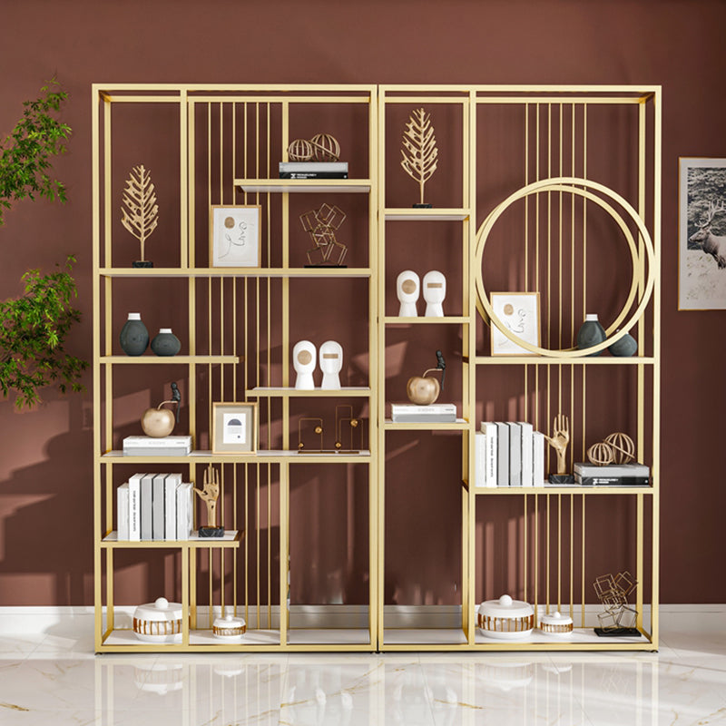 Metal Bookshelf Etagere Contemporary Open Back Bookcase with Shelves