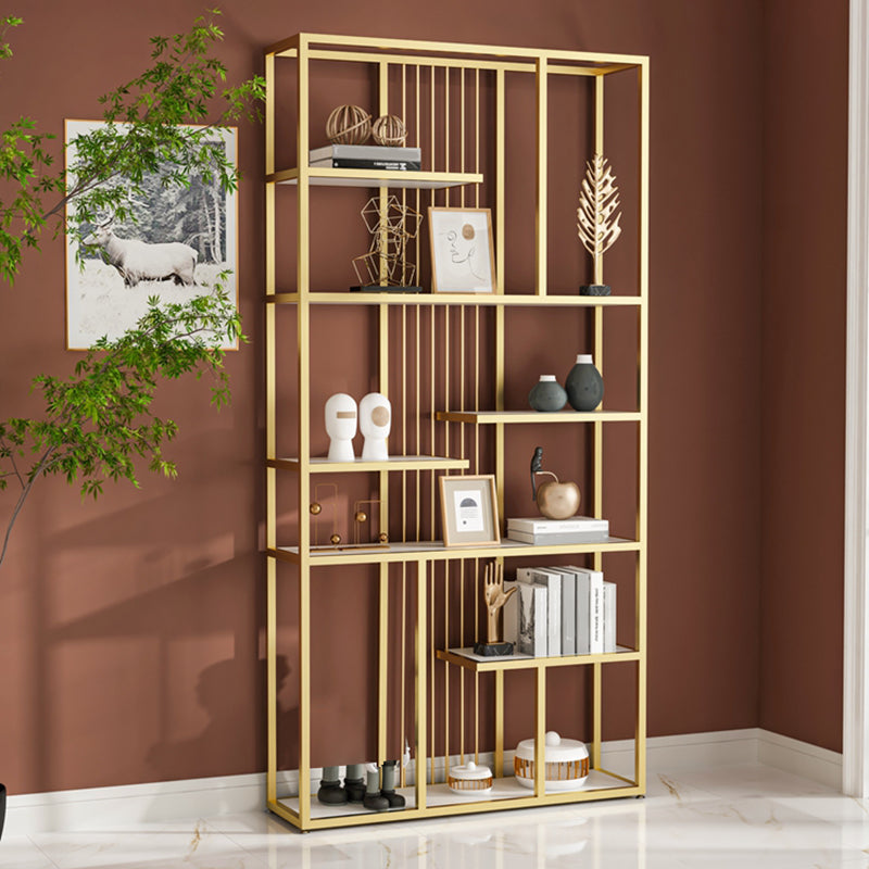 Metal Bookshelf Etagere Contemporary Open Back Bookcase with Shelves