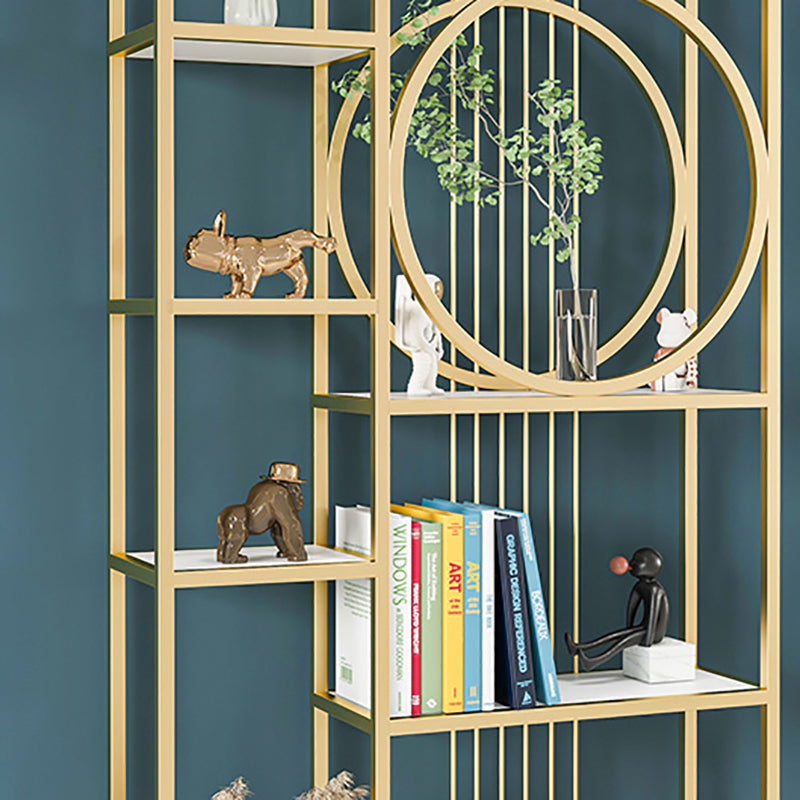 Metal Bookshelf Etagere Contemporary Open Back Bookcase with Shelves
