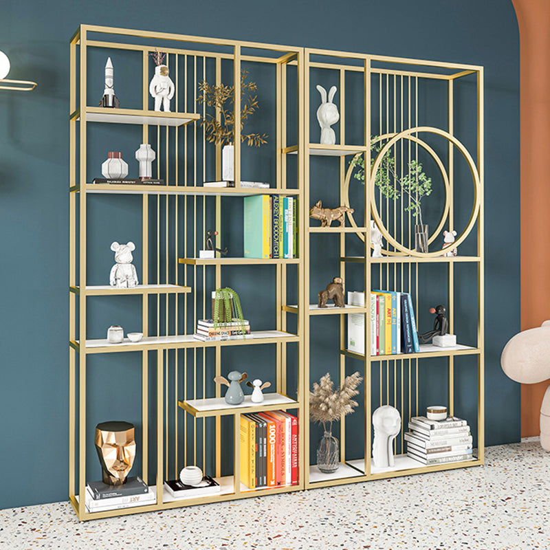 Metal Bookshelf Etagere Contemporary Open Back Bookcase with Shelves